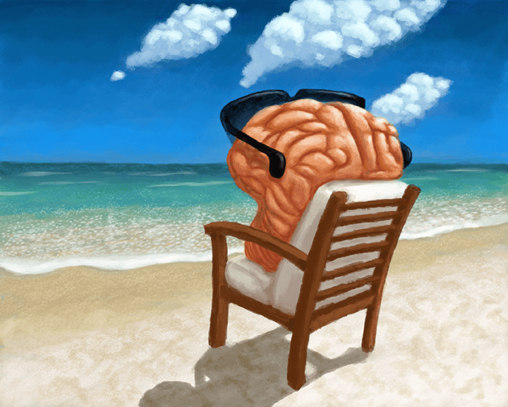 Viajar es bueno para este cerebro que esta relajado tomando el sol